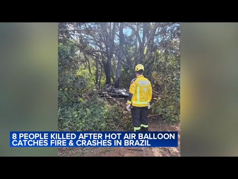 At least 8 killed, 13 injured after hot-air balloon catches fire, falls from sky in Brazil