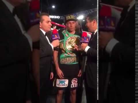 Miguel Berchelt immediately after stopping Francisco Vargas
