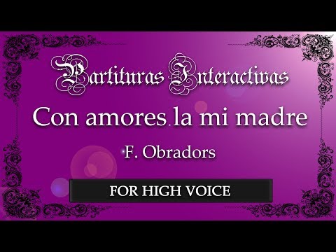 Con amores la mi madre KARAOKE FOR HIGH VOICE - F. Obradors - Original Key: F Minor