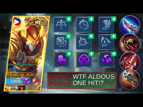 BEST ALDOUS BUILD AND EMBLEM FOR ONE SHOT | 100% ENEMY DELETED!!!
