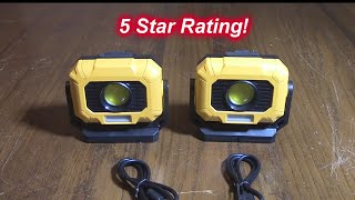 Adelante 2-Pack LED Rechargeable Magnetic Work Light, 3 Color Temps, UV light, RED Light, Power Bank