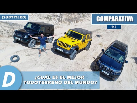 4×4 Test: Toyota Land Cruiser (Prado), Jeep Wrangler Rubicon, Mercedes G-Class – Subtitled