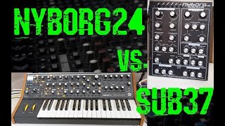 Video thumbnail for Moog Sub 37 vs. Analogue Solutions Nyborg-24 comparison by nyppy