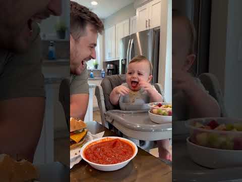 Baby’s first encounter with spicy salsa! 👶🔥#cutebaby #dadandbaby #firsttimetrying #funnymoments