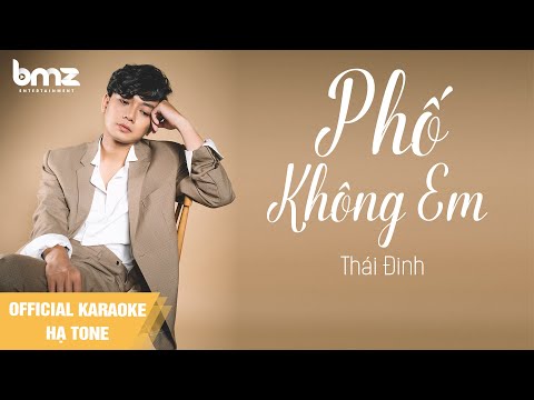 KARAOKE HẠ TONE l Phố Không Em - Thái Đinh