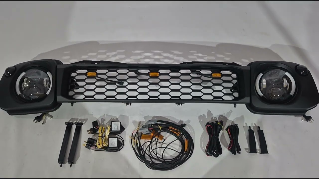 Suzuki Jimny 1998–2018 Komplet žarometov in maske (OffRoad) Video 1