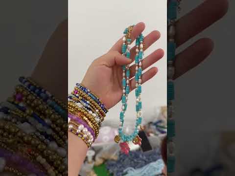 Blue Stone & Freshwater Pearl Necklace