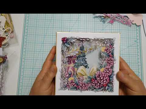 Carnation crafts Glow of Christmas card and box with card cradle.