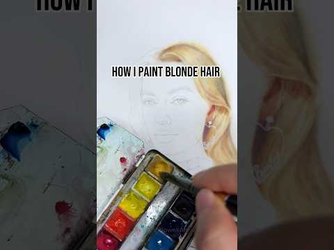 Easy or hard? Paint blonde hair in watercolor portrait. #watercolorpainting
