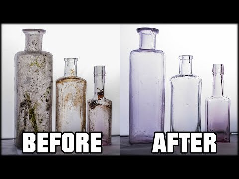 HOW TO CLEAN ANTIQUE BOTTLES! The Easy Way! Remove...