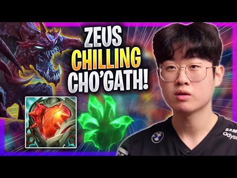 ZEUS CHILLING WITH CHO'GATH! - T1 Zeus Plays Cho'gath TOP vs Fiora! | Season 2023