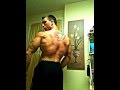 College bodybuilder flexing