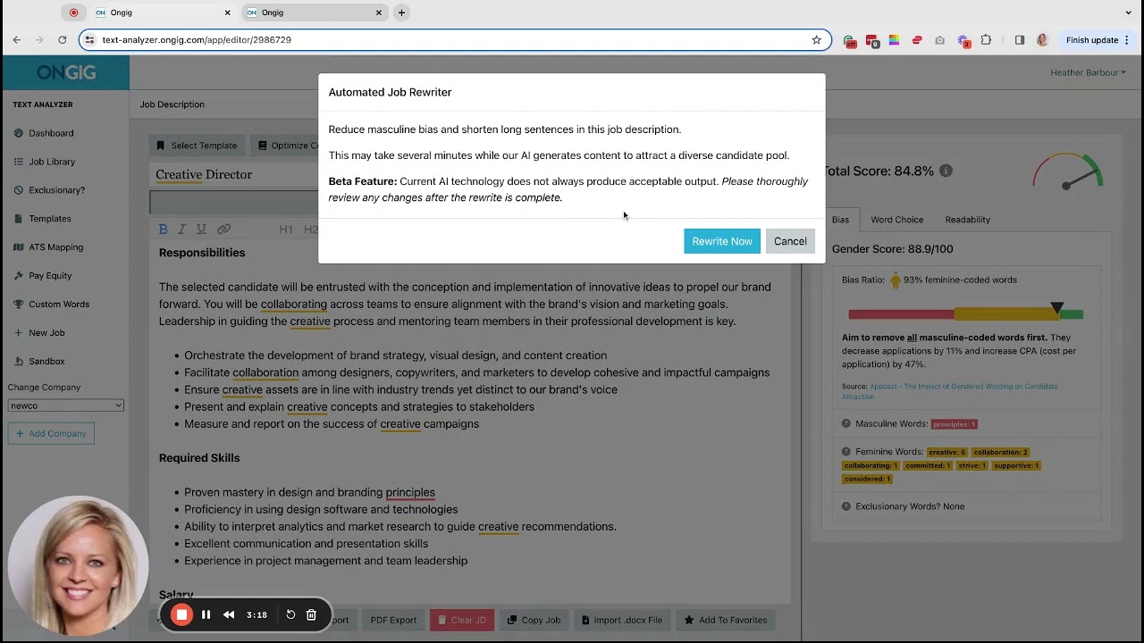 Streamlining Job Description Creation with Ongig's Text Analyzer