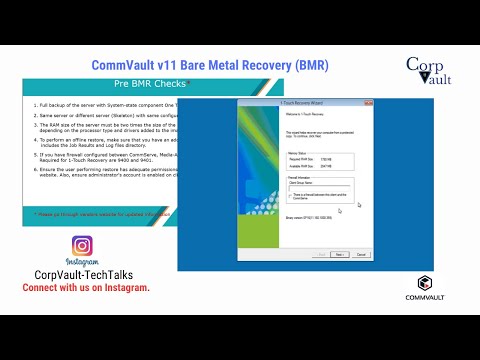 CommVault v11 Interactive Bare Metal Recovery (BMR)