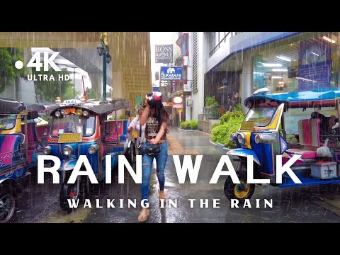 [4K] Bangkok Rainy Day Walk in Summer ☔ Walking in the Rain in Bangkok
