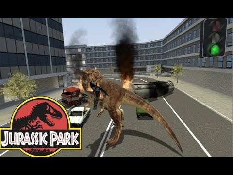 Jurassic Park Dinosaur Trex Escape City Rampage Garry's Mod