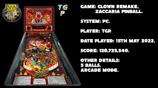 Clown Remake - Zaccaria Pinball - Arcade mode, 5 balls - 128,725,540 points.