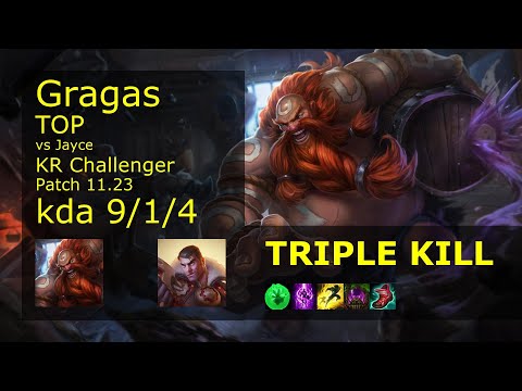 Gragas vs Jayce Top - KR Challenger 9/1/4 Patch 11.23 Gameplay // [롤] 그라가스 vs 제이스 탑