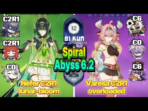 Nefer C2R1 lunar-bloom & Varesa C2R1 overloaded | Abyss 6.2 | Genshin Impact