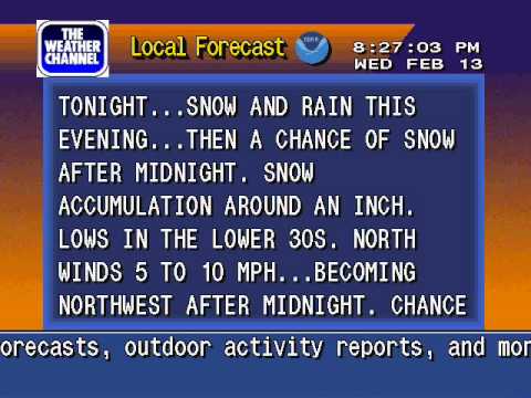 Weatherstar 4000 emulator - Wintry mix - Baltimore, Maryland - February 13, 2013