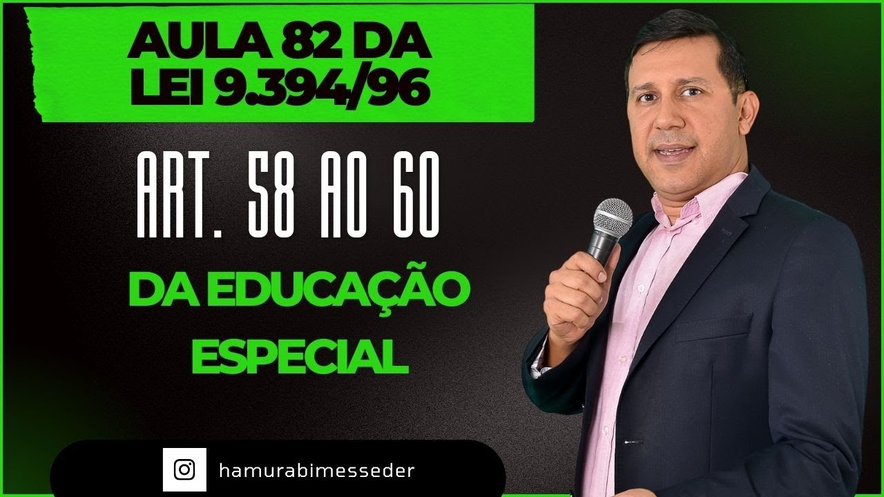 LDB – Lei 9.394/96 - Atualizada 2023 – Aula 82 - Art. 58, 59, 59 A e 60 - Da Educação Especial.