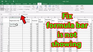 Fix excel formula bar in excel not showing