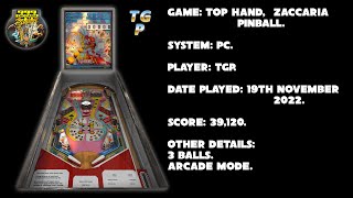 Top Hand - Zaccaria Pinball - Arcade mode, 3 balls - 39,120 points.