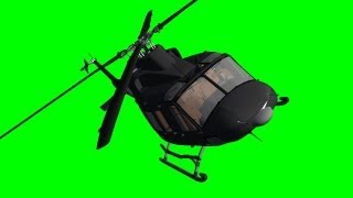 Helicopter Bell Fly By with Sound on green screen 