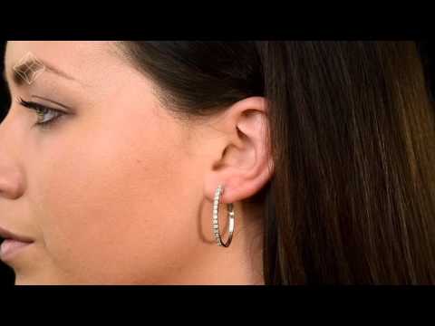 H4568 - Hoop Earrings 30mm Diamond and 9K White Gold