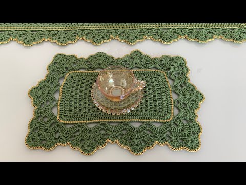 Video tutorial: The most economical and wonderful rectangular crochet sousplat. 💗💚💗