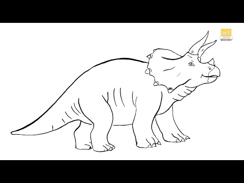 How to draw A Dinosaur step by step II Triceratops ...