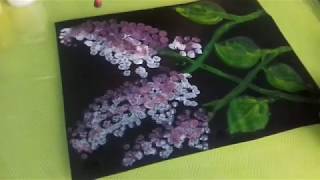 Малюємо бузок ватними паличками.