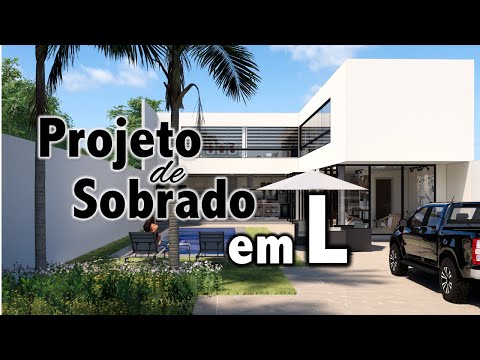 sobrado 12x30, sobrado em L 3 quartos, lindo projeto de sobrado em L com area gourmet