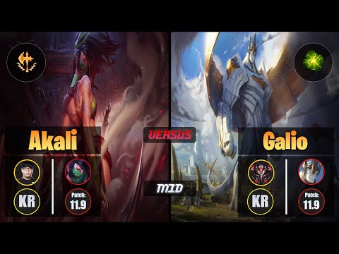 Lava AKALI (Mid) [Conqueror] VS GALIO - Grandmaster KR Patch 11.9