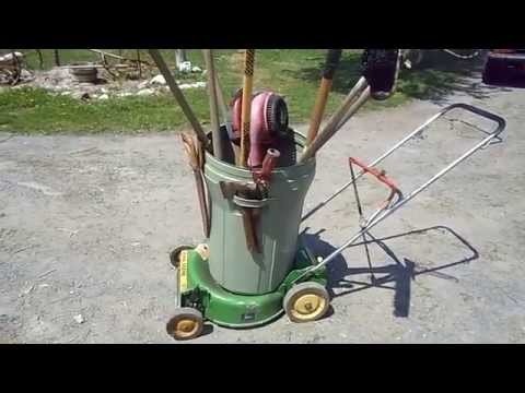 Push Mower Recycled Into Yard Tool Cart