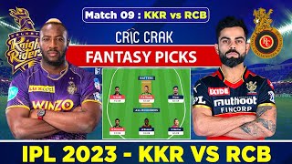 🔴Live IPL 2023: RCB vs KKR Dream11 Team Today | Royal Challengers Bangalore vs Kolkata Knight Riders