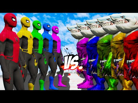 TEAM AMAZING SPIDER-MAN COLOR VS TEAM SHARK HULK COLOR - EPIC SUPERHEROES WAR