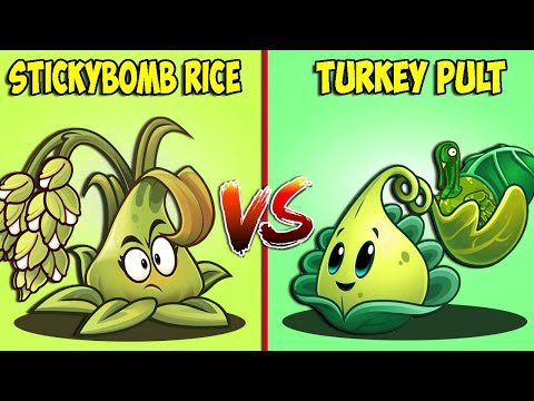Stickybomb Rice VS Turkey Pult - Who Will Win? - PvZ 2 Plant Vs Plant