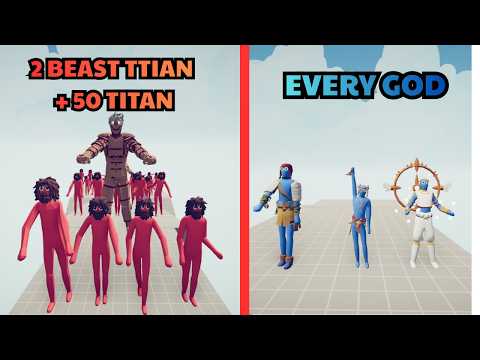 50 TITAN + 2 BEAST TITAN VS EVERY GOD  - Totally Accurate Battle Simulator | TABS