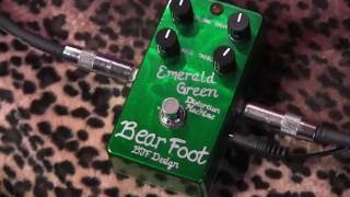 Video thumbnail for Bearfoot Fx EMERALD GREEN DISTORTION MACHINE demo with Les Paul by gearmanndude