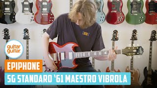 Video thumbnail for Epiphone SG Standard ‘61 Maestro Vibrola | NAMM 2020 | SOUNDBITES by GUITARGUITAR