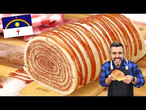 ROLL CAKE WITH GUAVA - PERNAMBUCADO CAKE - Typical Brazilian Recipes