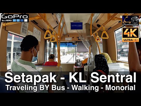 Setapak para a estação KL Sentral viajando de ônibus, caminhada e monorial em Kuala Lumpur, Malásia / 4K