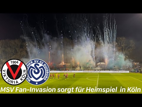 Viktoria Köln - MSV Duisburg | Mega pyro show & home game atmosphere thanks to the MSV fan invasi...