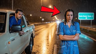 Un Papá Soltero Encuentra A Una Enfermera Llorando Bajo La Lluvia — Solo Le Quedaba La Esperanza.