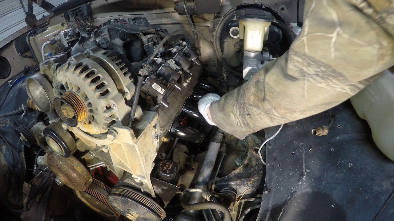 Header install on the ls swap obs chevy!