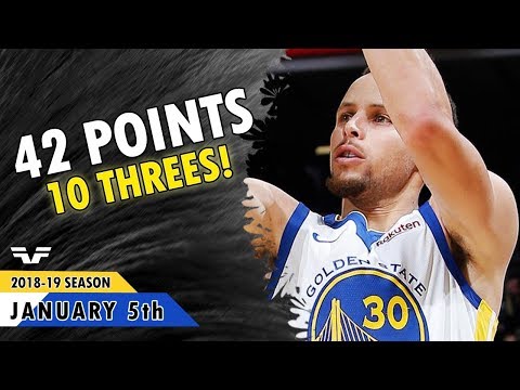 Stephen Curry - 2019.01.05 - Warriors vs Kings - 42 Pts, 10 Threes!