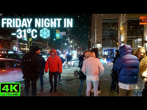 【4K】Toronto Friday Night Walk ❄️ | King Street West Nightlife in Extreme Cold (February 2026)