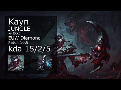 Kayn Jungle vs Ekko - EUW Diamond 15/2/5 Patch 10.9 Gameplay
