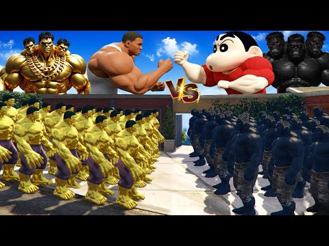 Franklin Gold Hulk Gold Gang Vs Shinchan Black Hulk Black Gang In GTA 5
